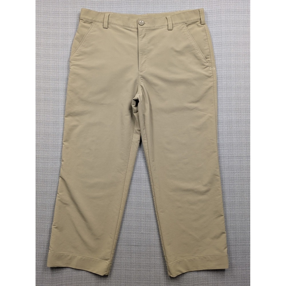 Under Armour Pants Mens 36x25 (36x30) Beige Stretch Twill Khakis Performance